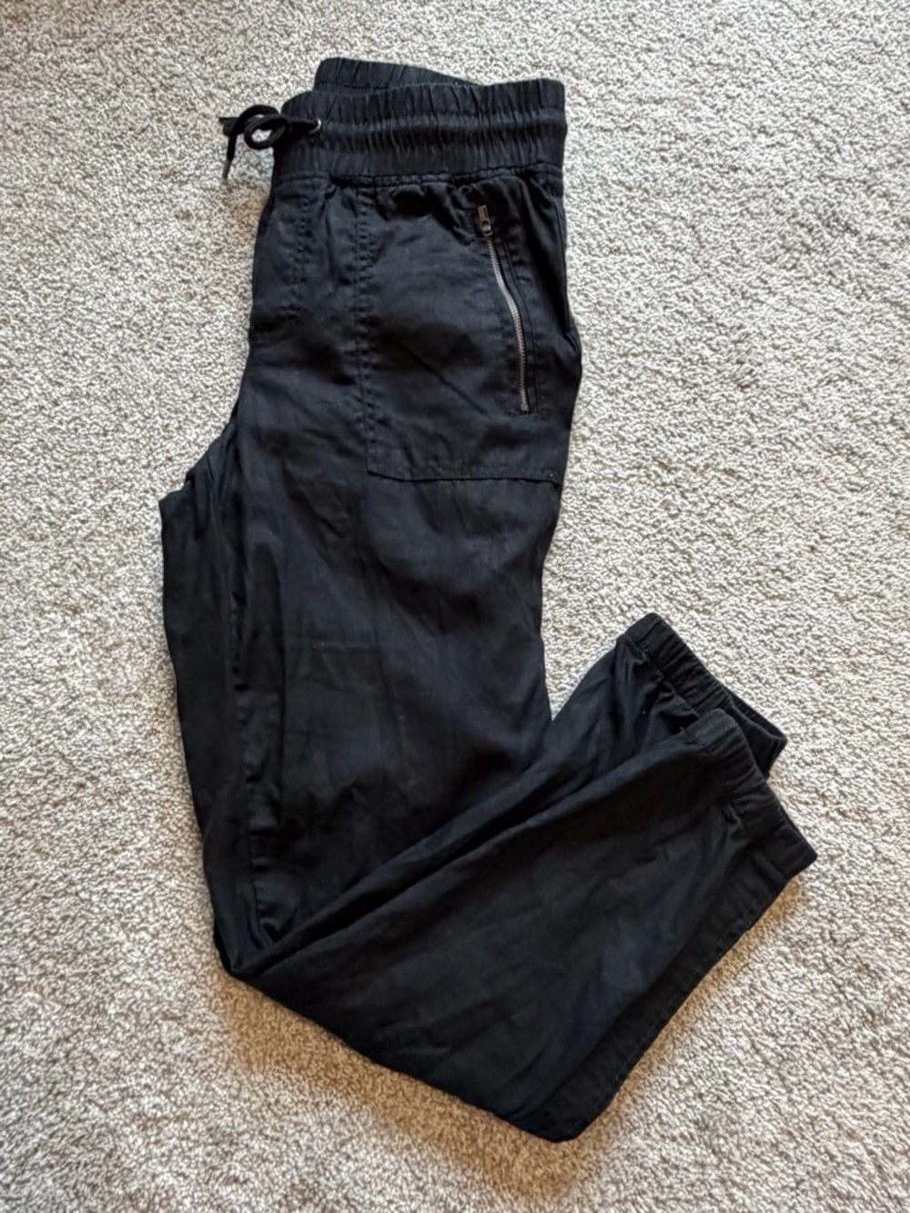 Athleta Black Cabo Linen Women's Drawstring Jogger Pants